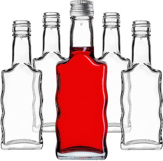 Glas 200ml Likörflasche Silberner Deckel 10 Stück