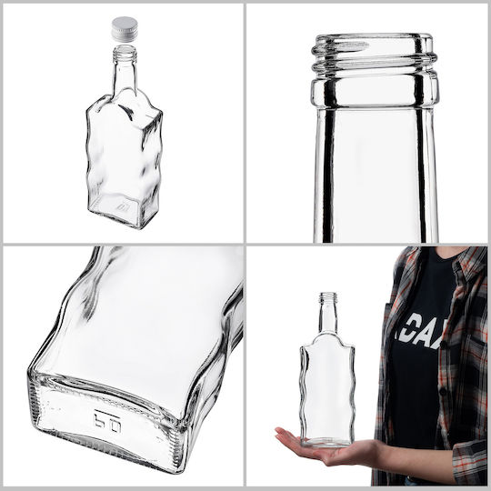 Glass Bottle Liqueur 500ml White Cap 5 Pcs