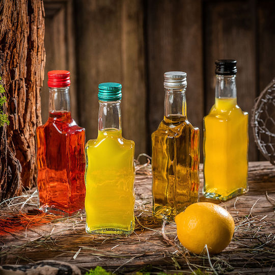 Glass Bottle Liqueur 200ml White Cap 5 Pcs