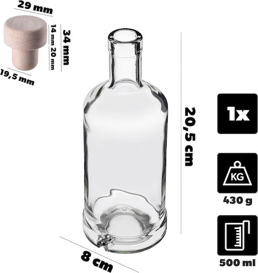 Sticlă Tadek 500 Ml 0.5l Vin Lichioruri Țuică Dop