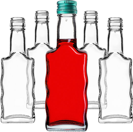 Sticlă Din Sticlă Pentru Lichior 200ml Capac Verde 5 Bucăți