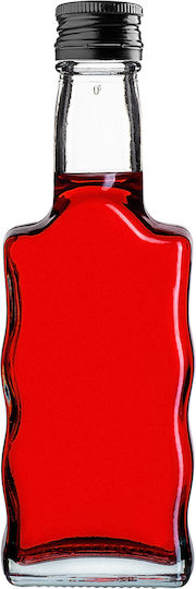 Glass Liqueur Bottle 200ml Black Cap 5 Pcs