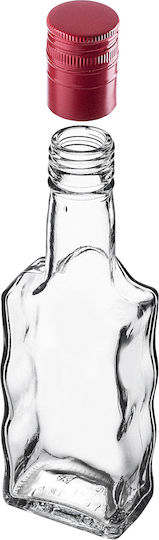 Glass Liqueur Bottle 200ml Long Red Cap 5 Pcs
