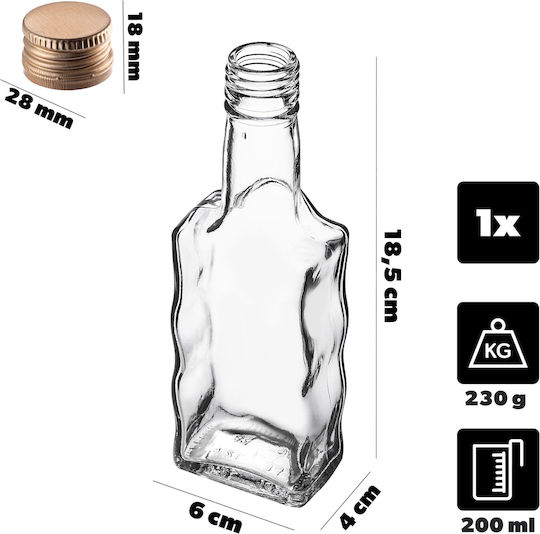 Kadax Glas Likörflasche 200ml Goldene Kappe 1 Stück