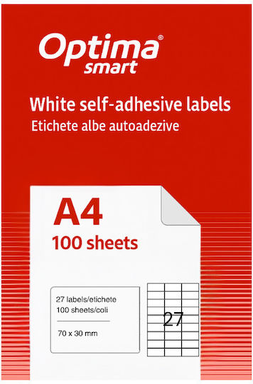 Optima Самозалепващи се Етикети А4 Правоъгълни 70x30mm