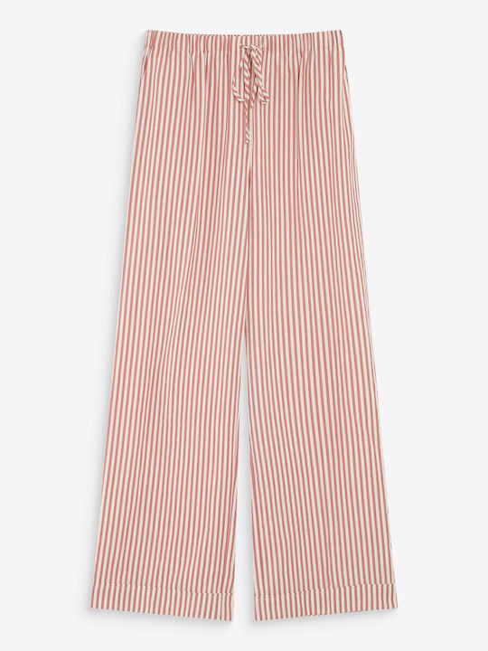 Damen Baumwoll-Set Pantaloona mit Gummiband in Gerade Bein Stil Gestreift Sandfarben