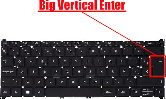 Teclado Español Para Portátil Spanish Laptop Keyboard Acer Aspire 5 A514-56 A314-36p Sp314-55n Qv03p_a10bwl Nki131709t Aezp3800110 Nsk-ra0abq 0v Pk133s13a05 Es Nο Frame Black Κωδ.41361esnofr