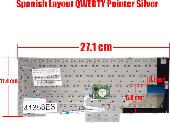 Spanish Keyboard for Laptop HP Compaq 2710 2710p Elitebook 2730 2730p 454696-001 501493-001 V070130bs2 V070130bs1 90.4y807.s0s ES with Pointer Silver Code 41358es