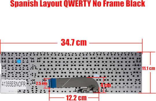 Spanish Laptop Keyboard For Asus Transformer Book Flip Tp500 Tp500l Tp500la Tp500lb 0knb0-612lus00 90nb05r1-r31nd0 0knb0-610jus00 Es Without Frame Black Code 41355esnofr