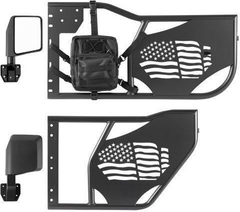 Vevor Jeep Tube Türen 4-Türer Kompatibel 2007-2018 Jeep Wrangler Jk Unlimited Stahl Off Road Vorder- und Hintertüren Rohrrahmen Halbtüren Dot Zertifizierte Seitenspiegel Aufbewahrungstasche Gummipads