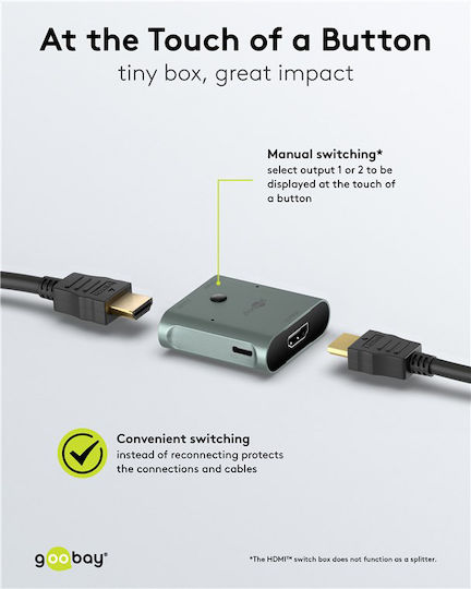 Goobay HDMI Switch 77791 2 In 1 8K/60Hz Gray DM130644