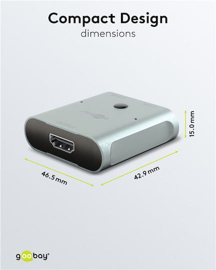 Goobay HDMI Switch 77791 2 In 1 8K/60Hz Gray DM130644