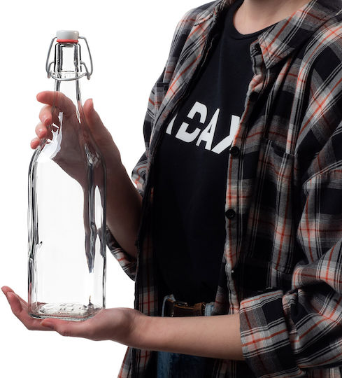 Kadax Μπουκάλι Νερού Γυάλινο με Κλιπ Διάφανο 1000ml Kadax Μπουκάλι Νερού Γυάλινο με Κλιπ Διάφανο 1000ml