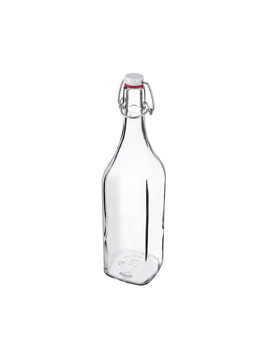 Kadax Μπουκάλι Νερού Γυάλινο με Κλιπ Διάφανο 1000ml