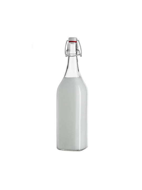 Kadax Μπουκάλι Νερού Γυάλινο με Κλιπ Διάφανο 1000ml
