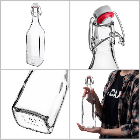 Kadax Kadax Glas Wasser Flasche Mit Clip Transparent 1000ml