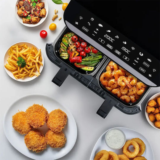 Tesla AirCook DualZone Q460 Еър Фрайър с Двоен Отделяем Кош 9л Черен
