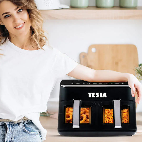 Tesla AirCook DualZone Q460 Еър Фрайър с Двоен Отделяем Кош 9л Черен