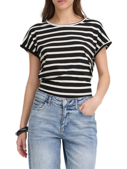 Γυναικείο T-shirt Ριγέ Μαύρo