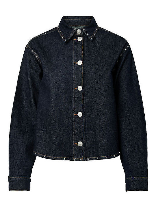 Long Sleeve Women's Denim Shirt Blue