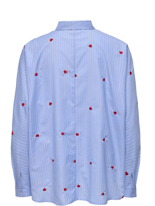 Women's Striped Long Sleeve Shirt Sky Blue