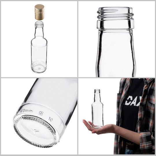 Glass Bottle 200ml Long Golden Cap 10 Pcs