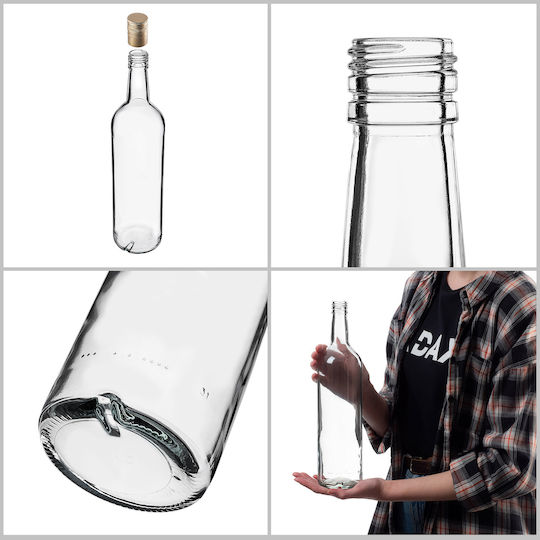 Glass Bottle 1000ml Long Golden Cap 10 Pcs