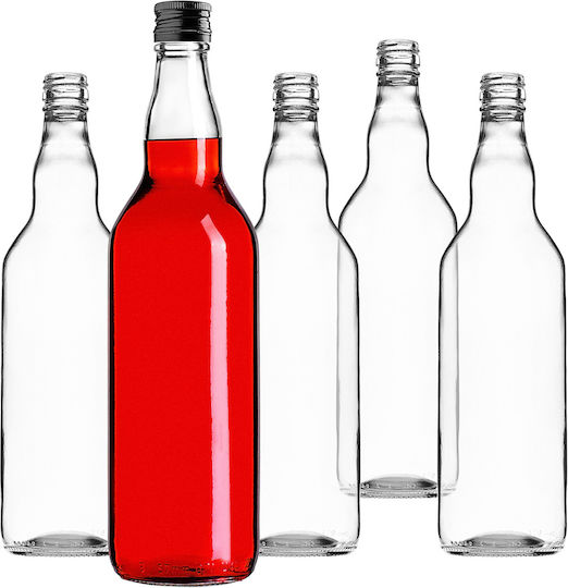 Sticlă 700ml Capac Negru 5 Bucăți