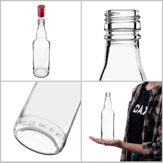 Glass Bottle 500ml Long Red Cap 10 Pcs