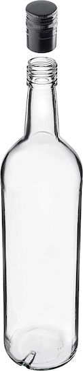 Glass Bottle 1000ml Long Black Cap 1 Pc