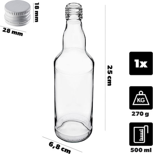 Glasflasche 500ml Weißer Deckel 1 Stück