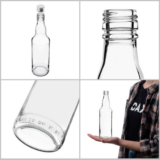 Glass Bottle 500ml Silver Cap 10 Pcs