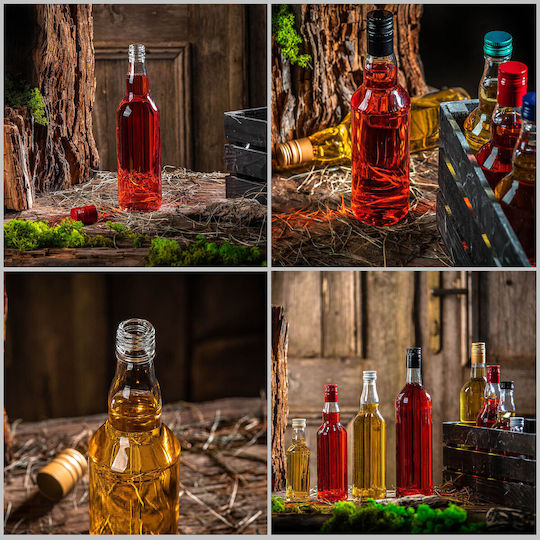 Glass Bottle 500ml Long Black Cap 1 Pc