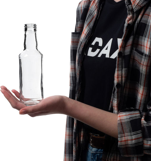 Glass Bottle 200ml Long Black Cap 1 Pc