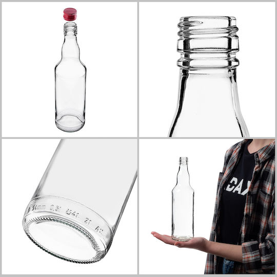 Glass Bottle 500ml Red Cap 1 Pc