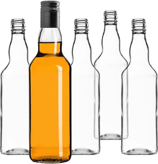Kadax Glasflasche 500ml Lange Schwarze Kappe 10 Stück