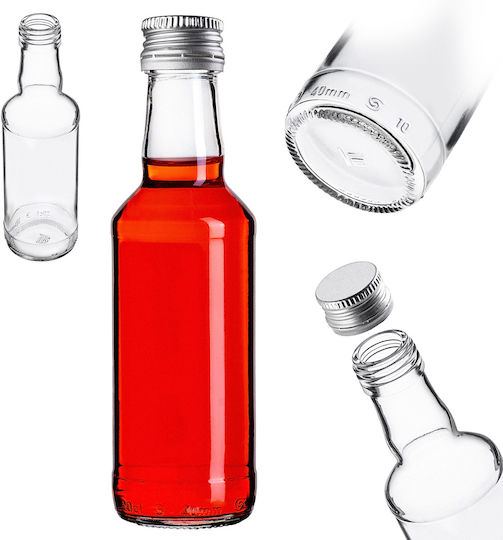 Glass Bottle 200ml Silver Cap 10 Pcs