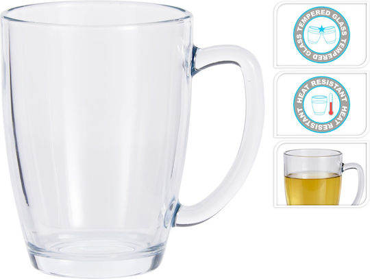 Excellent Houseware Κούπα Γυάλινη Διάφανη 400ml 3τμχ