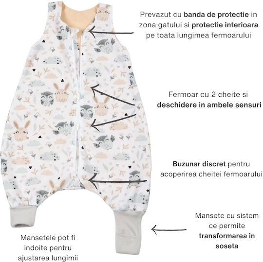 Kidizi Sac de Dormit de Vară cu Picioare 0.5 tog Verde