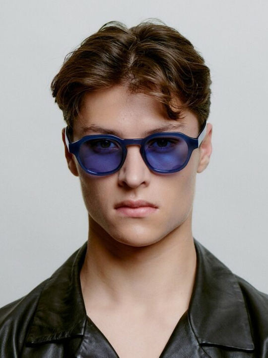 A.Kjaerbede Zan Unisex Sunglasses with Blue Frame and Blue Lens KL2318-013