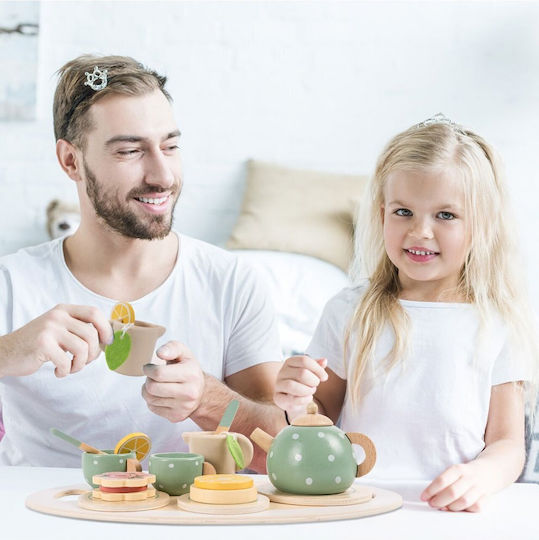 MalPlay Tea Set Toy Made of Wood for Ages 3+