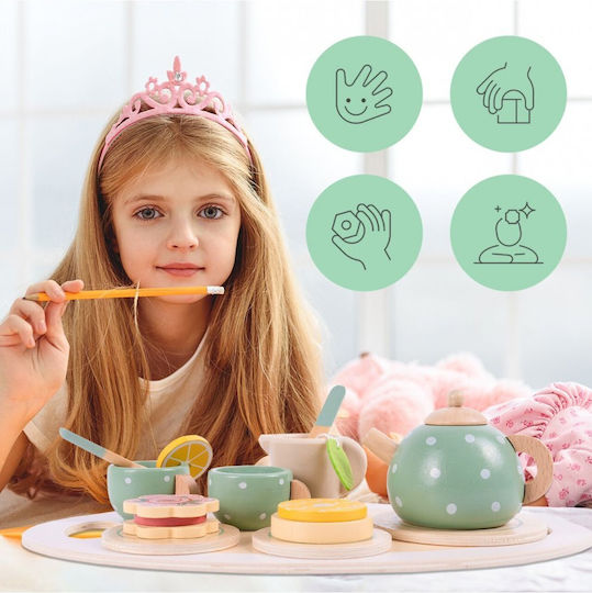 MalPlay Tea Set Toy Made of Wood for Ages 3+