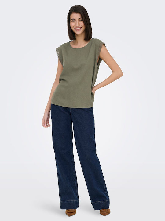 Women's Blouse Short Sleeve Khaki