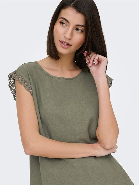 Women's Blouse Short Sleeve Khaki