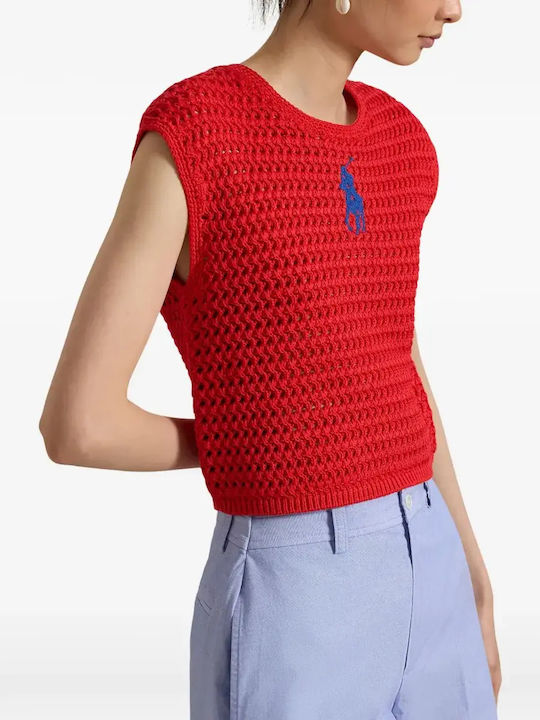 Women's Sleeveless Red Sweater