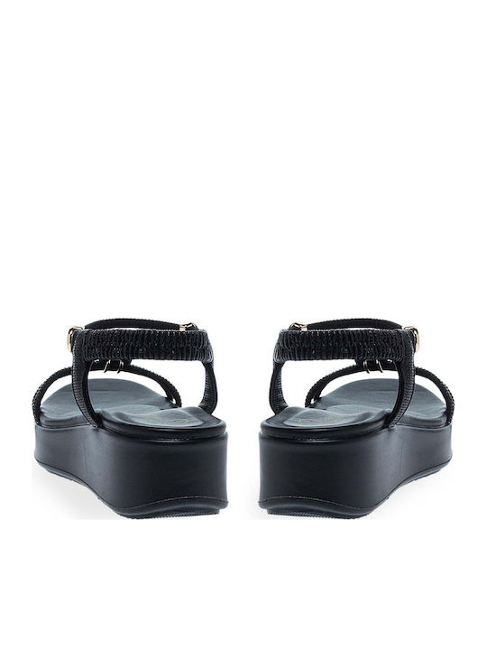 Flache Damen Sandalen Schwarz