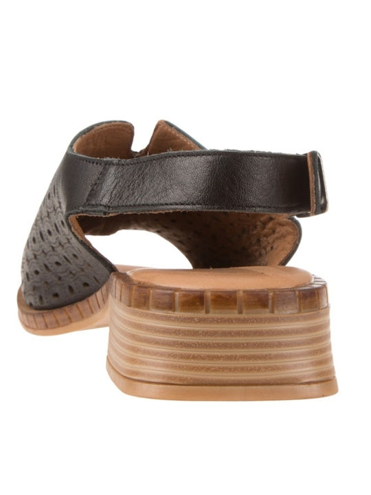 Leather Women's Flat Sandals Black