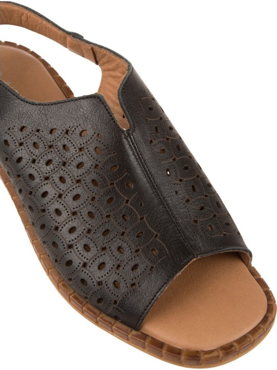 Leather Women's Flat Sandals Black