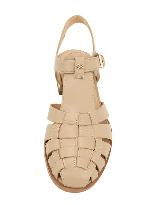 Nara Leder Flache Sandalen für Damen Beige