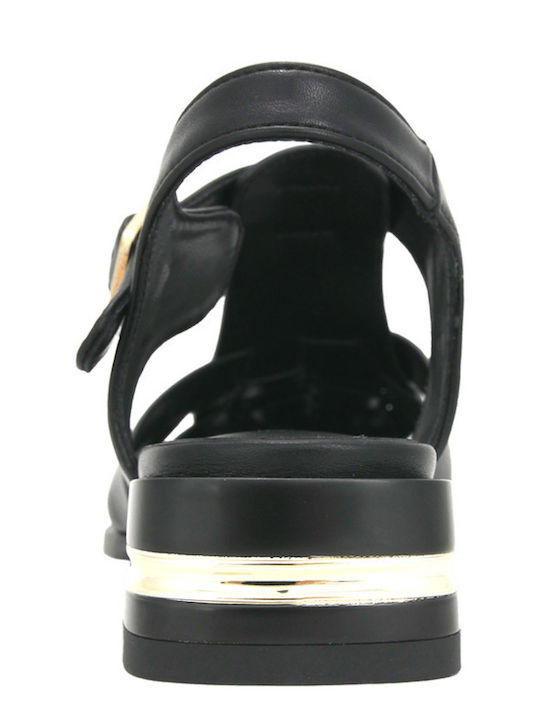 Nara Leather Women's Flat Sandals Black